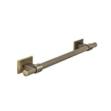 Knurled, Bar Handle, 192mm hole centre, Aged Brass (Square Backplate)