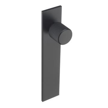 Knurled, Knob, Central hole centre, Matt Black (Square Backplate)