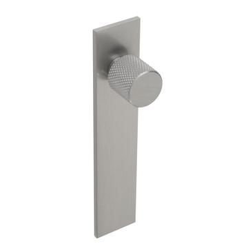 Knurled, Knob, Central hole centre, Brushed Stainless Steel (Square Backplate)
