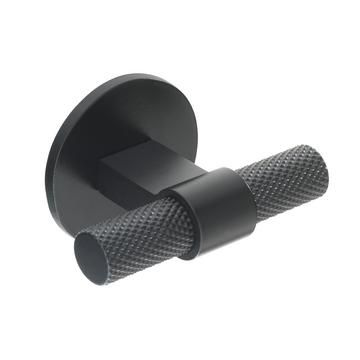 Knurled, T-Bar, Central hole centre, Matt Black (Round Backplate)