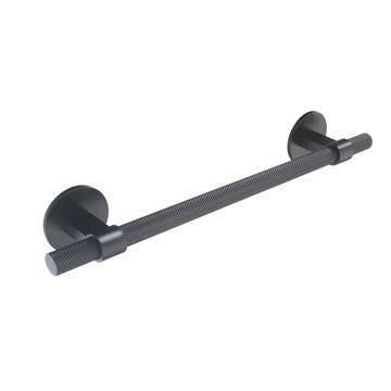 Knurled, Bar Handle, 192mm hole centre, Matt Black (Round Backplate)