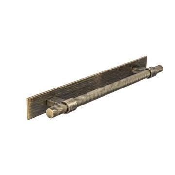 Knurled, Bar Handle, 192mm hole centre, Aged Brass (Full Backplate)