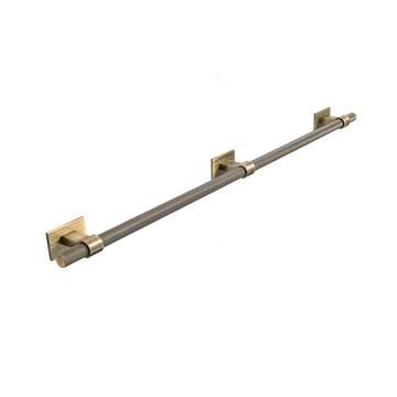Knurled, Bar Handle, 448mm hole centre, Aged Brass (Square Backplate)