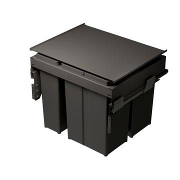 Gollinucci, Waste Bin, Fixes to pull-out door, Anthracite, 2 x 29L, 1 x 22L compartment(s), for 600m (EVO soft-close model)
