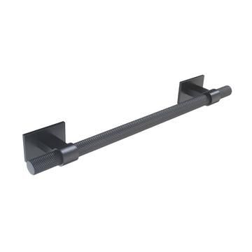 Knurled, Bar Handle, 192mm hole centre, Matt Black (Square Backplate)