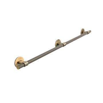 Knurled, Bar Handle, 448mm hole centre, Aged Brass (Round Backplate)