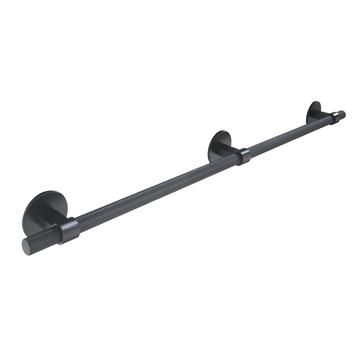 Knurled, Bar Handle, 448mm hole centre, Matt Black (Round Backplate)