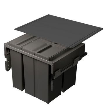 Gollinucci, Waste Bin, Fixes to pull-out door, Anthracite, 2 x 29L, 1 x 22L compartment(s), for 600m (with lid and shelf)