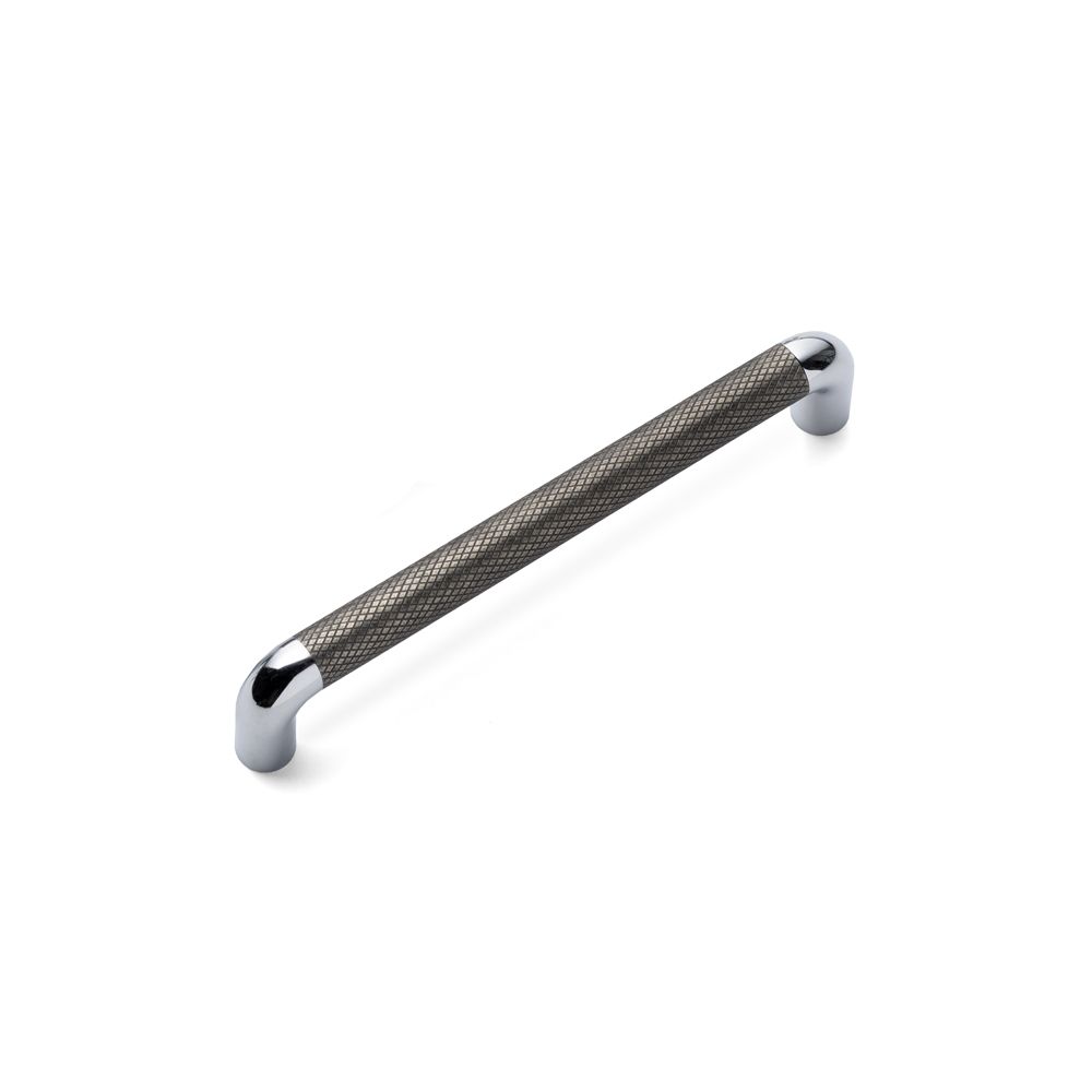 Lany Knurled D Handle, 160mm Centres - Pewter / Chrome