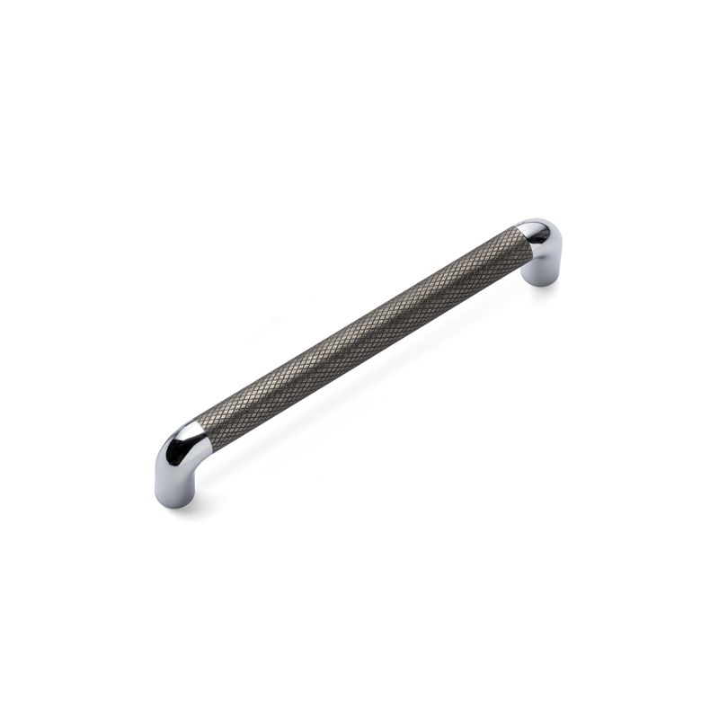 Lany Knurled D Handle, 160mm Centres - Pewter / Chrome