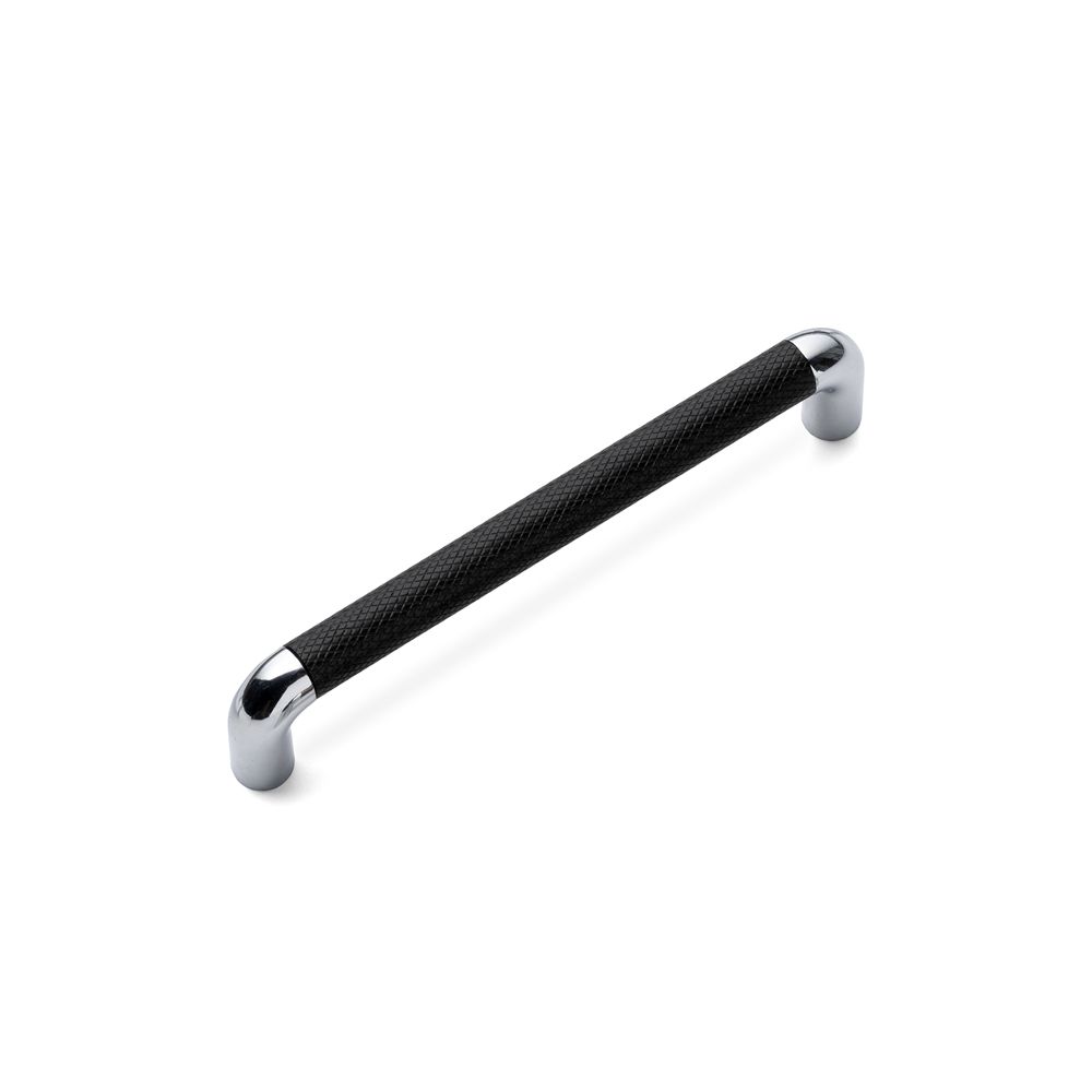 Lany Knurled D Handle, 160mm Centres - Black / Chrome