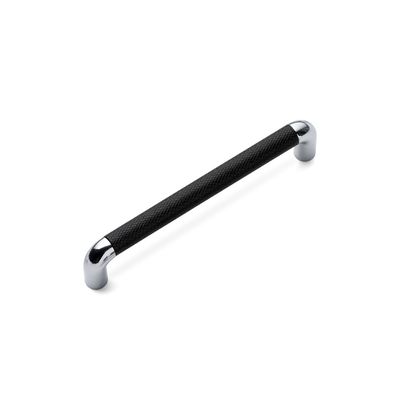 Lany Knurled D Handle, 160mm Centres - Black / Chrome