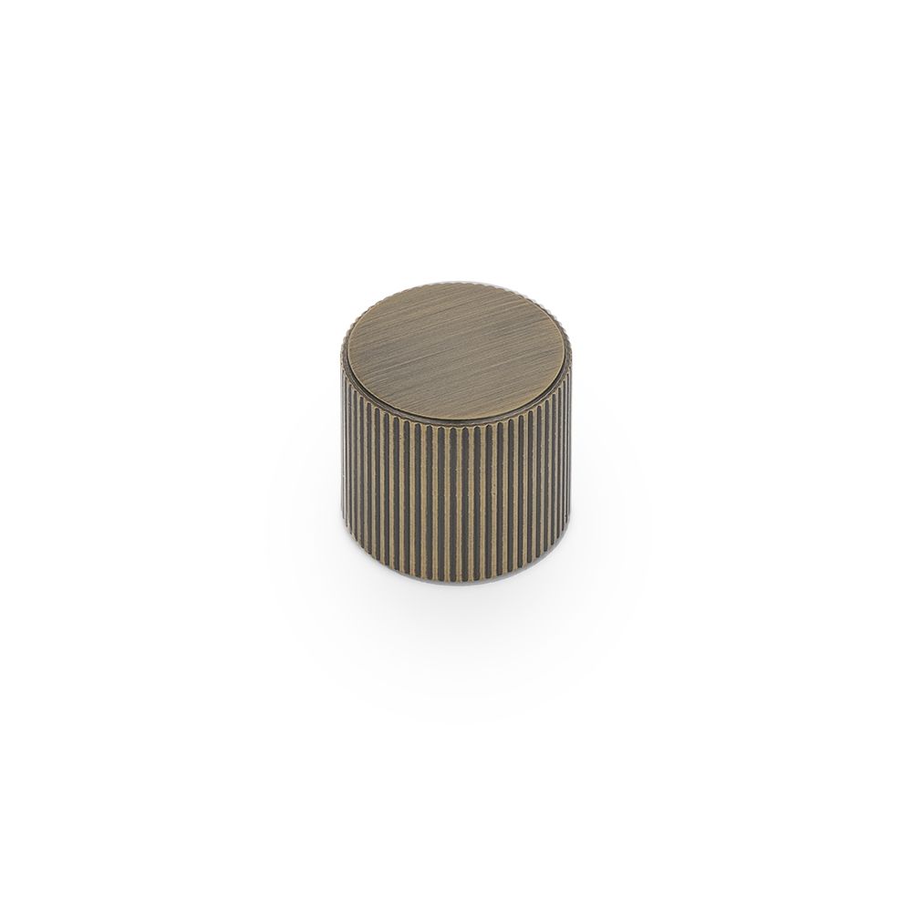 Linea Round Knob, 30mm Diameter, Solid Brass - Antique Brass