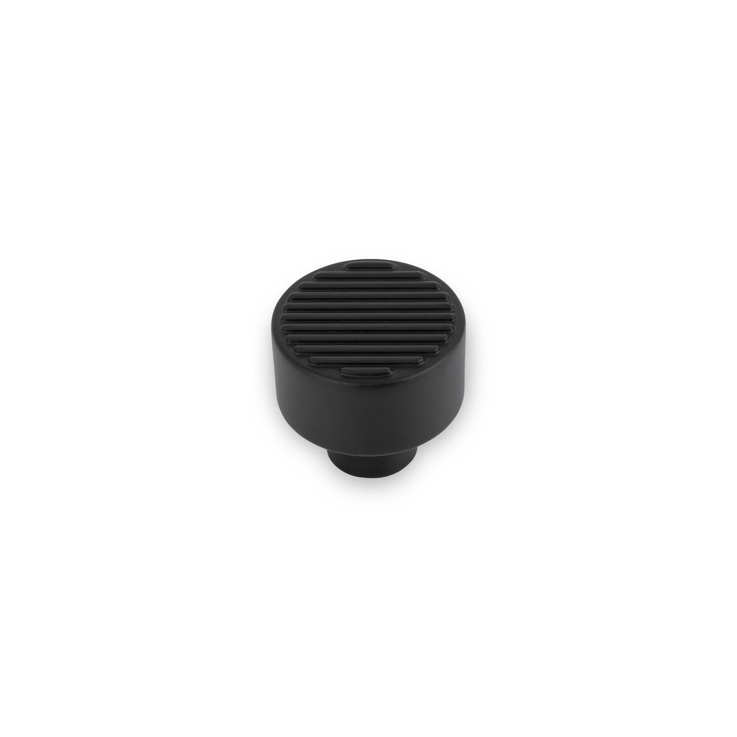 Linden Round Post Knob, Reeded Top, 30mm Diameter - Matt Black