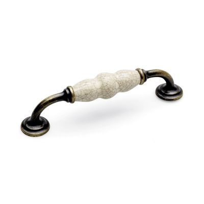 Winchester D Handle, 128mm Centres - Antique / Cream Crackle
