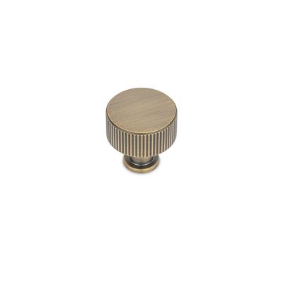 Linea Round Post Knob, 30mm Diameter, Solid Brass - Antique Brass