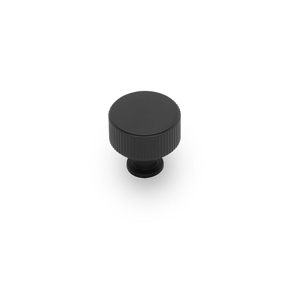 Linea Round Post Knob, 30mm Diameter, Solid Brass - Matt Black