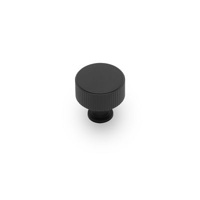 Linea Round Post Knob, 30mm Diameter, Solid Brass - Matt Black