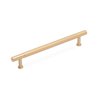 Linea T Bar Handle, 160mm Centres, Solid Brass - Satin Brass
