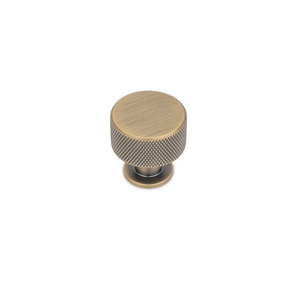 Fender Knurled Round Post Knob, 28mm Diameter, Solid Brass - Antique Brass