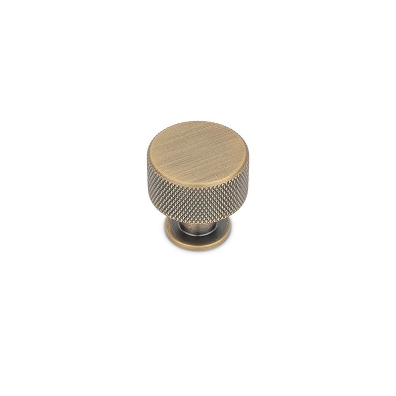 Fender Knurled Round Post Knob, 28mm Diameter, Solid Brass - Antique Brass
