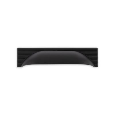 Linden Cup Handle, Reeded Back, 96mm Centres - Matt Black