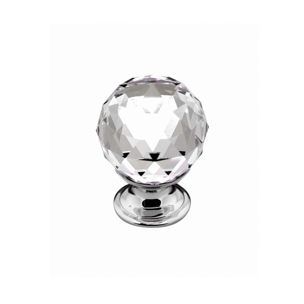 Clarity Round Knob, 30mm Diameter - Chrome / Crystal