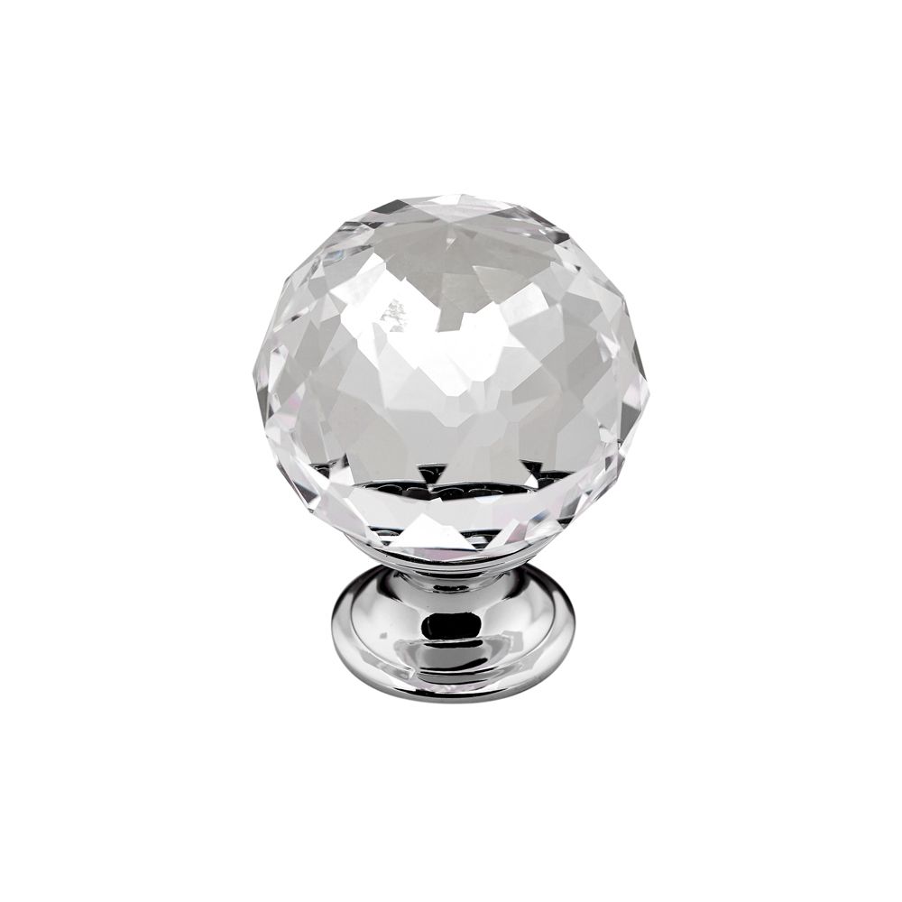 Clarity Round Knob, 35mm Diameter - Chrome / Crystal