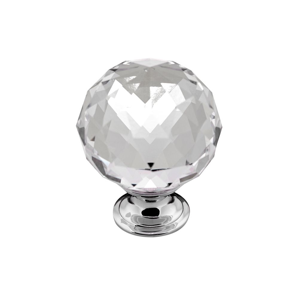 Clarity Round Knob, 40mm Diameter - Chrome / Crystal