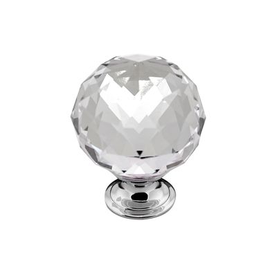 Clarity Round Knob, 40mm Diameter - Chrome / Crystal
