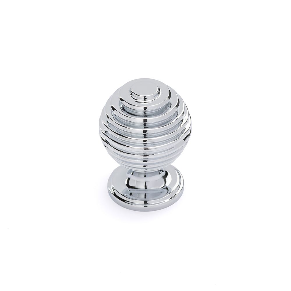 Beehive Round Knob, 34mm Diameter - Chrome