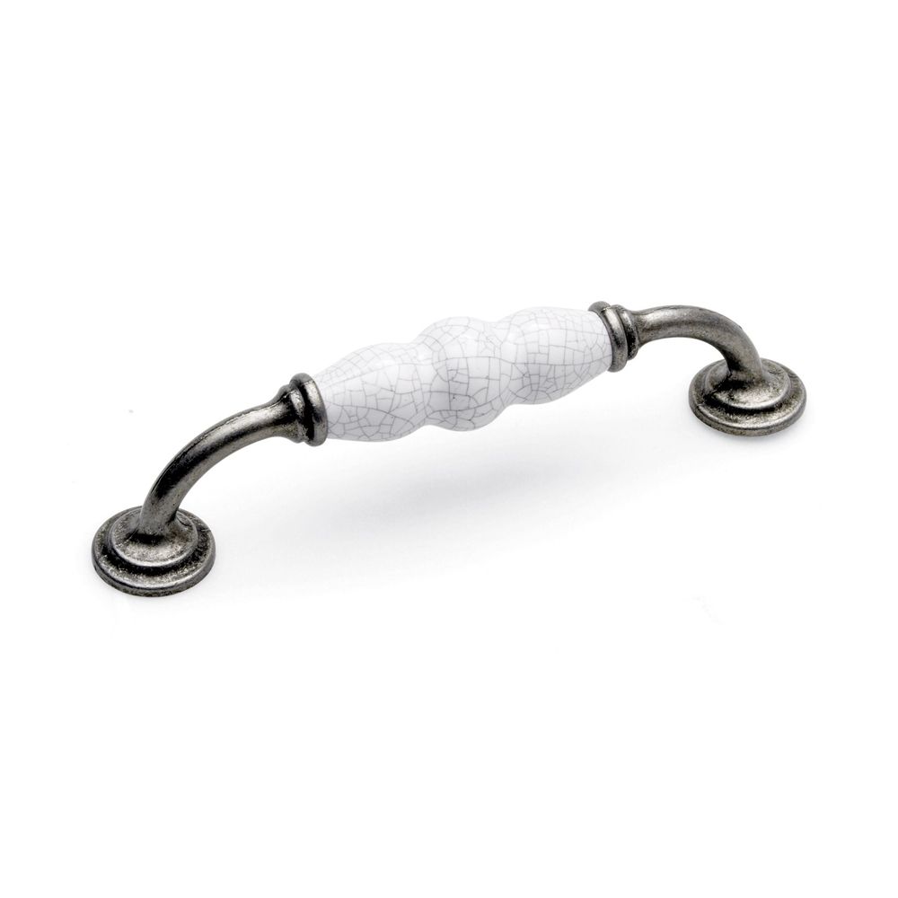 Winchester D Handle, 128mm Centres - Pewter / White Crackle