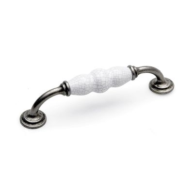 Winchester D Handle, 128mm Centres - Pewter / White Crackle