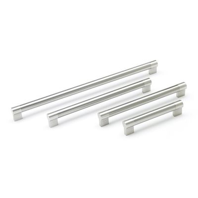 Keyhole Bar Handle, 256mm Centres - Brushed Nickel