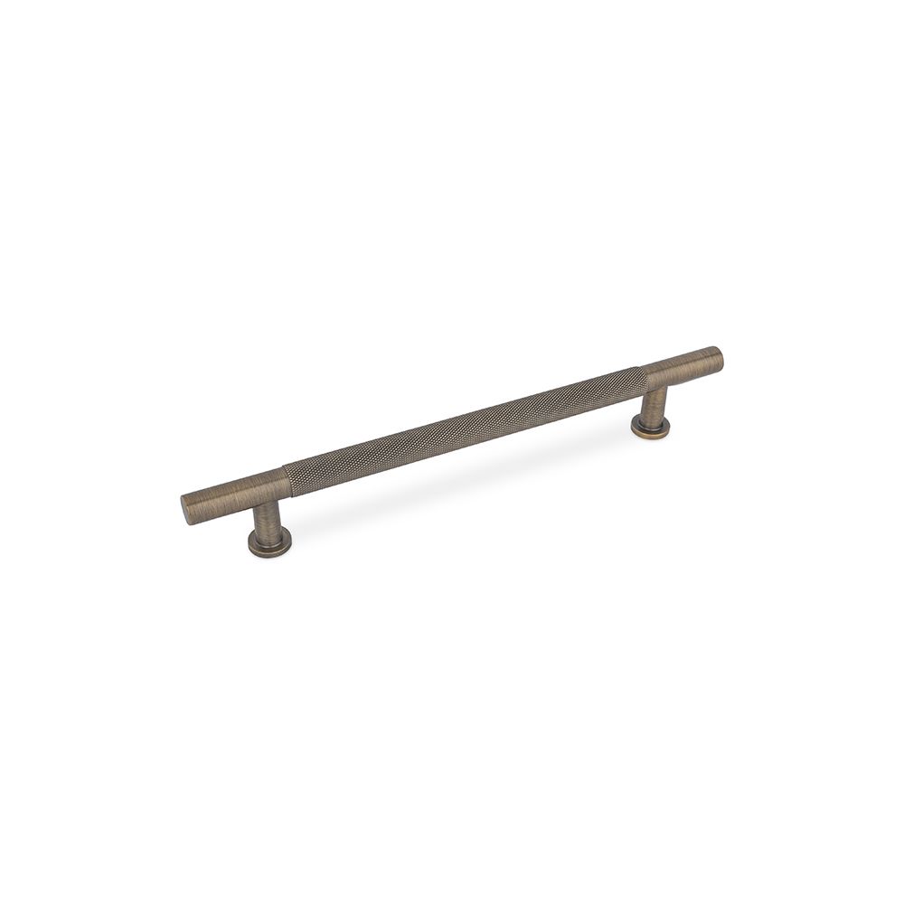 Fender Knurled T Bar Handle, 160mm Centres, Solid Brass - Antique Brass
