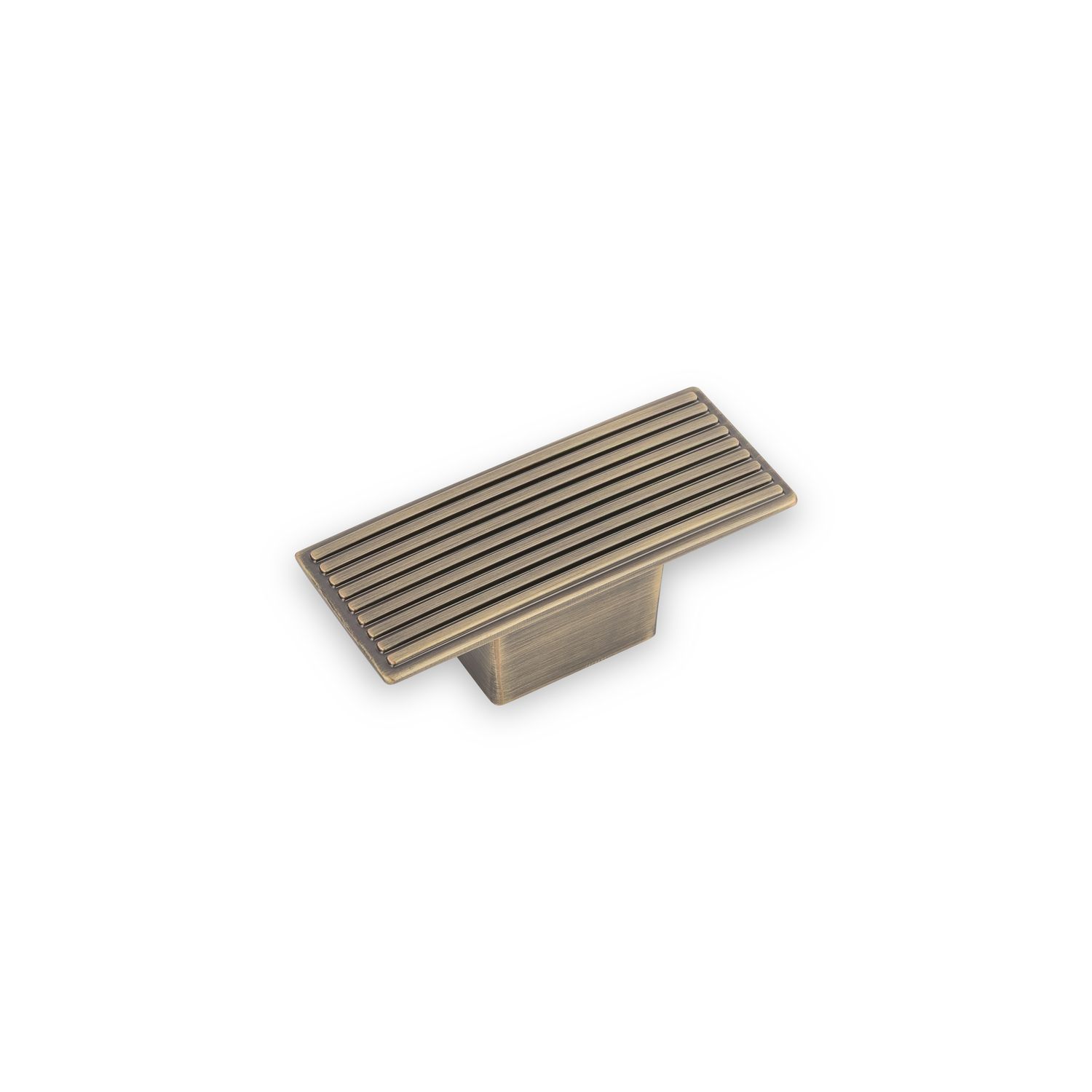 Linden Rectangular Knob - Antique Brass