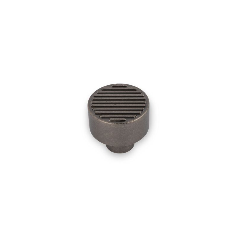 Linden Round Post Knob, Reeded Top, 30mm Diameter - Pewter
