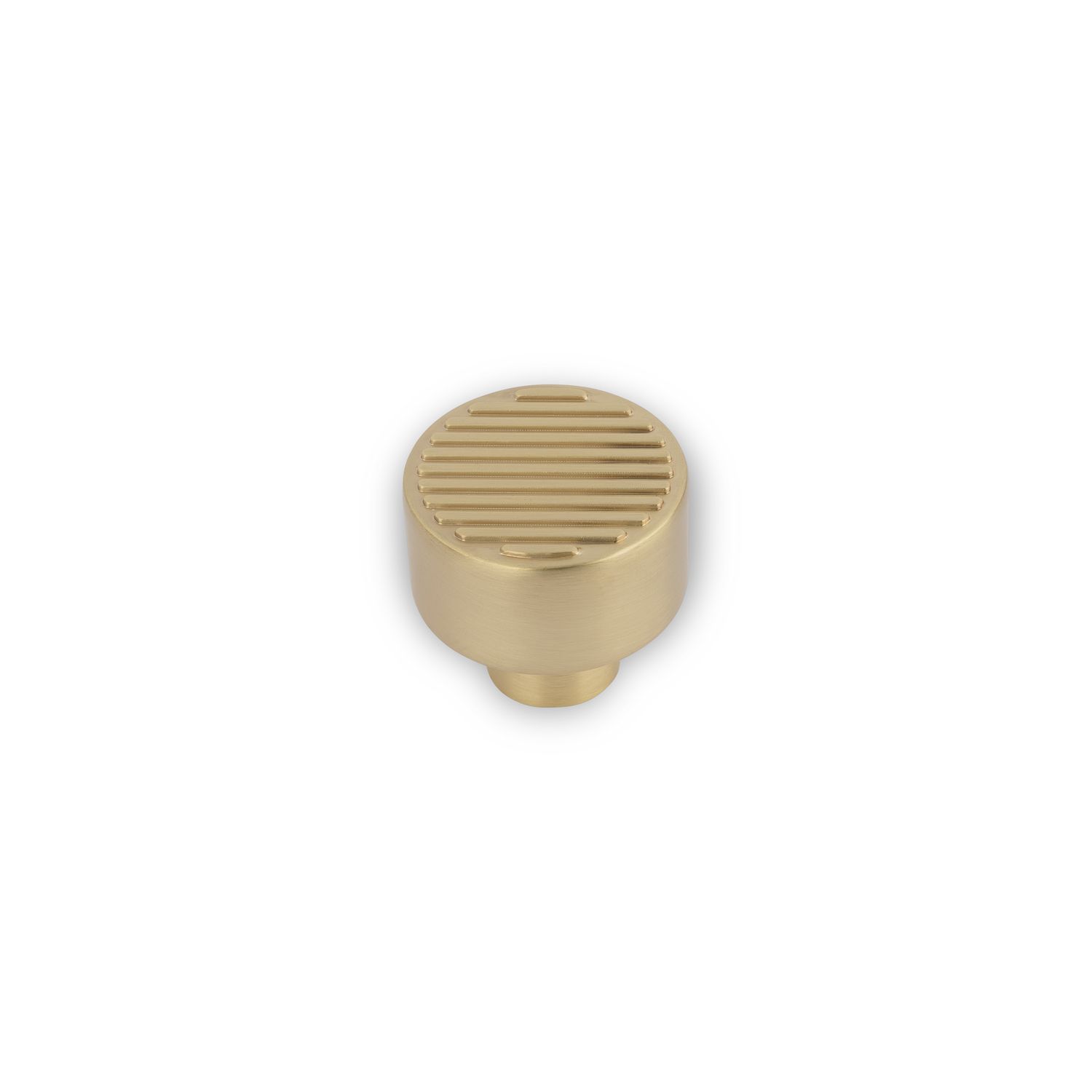 Linden Round Post Knob, Reeded Top, 30mm Diameter - Satin Brass