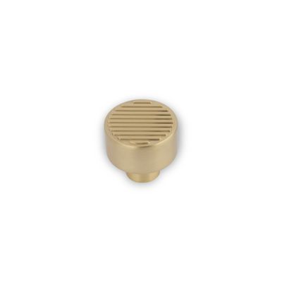 Linden Round Post Knob, Reeded Top, 30mm Diameter - Satin Brass