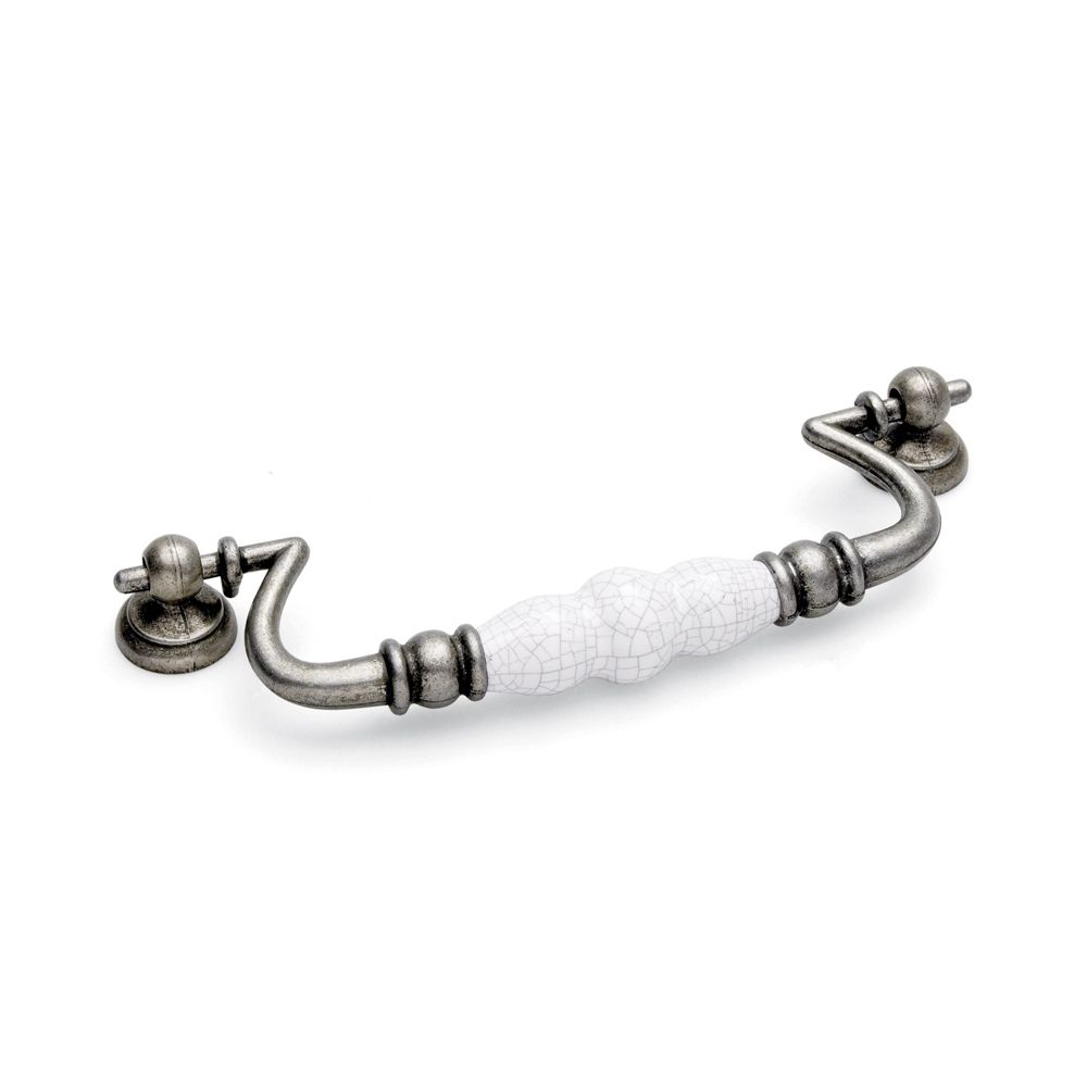 Winchester Drop Handle, 160mm Centres - Pewter / White Crackle