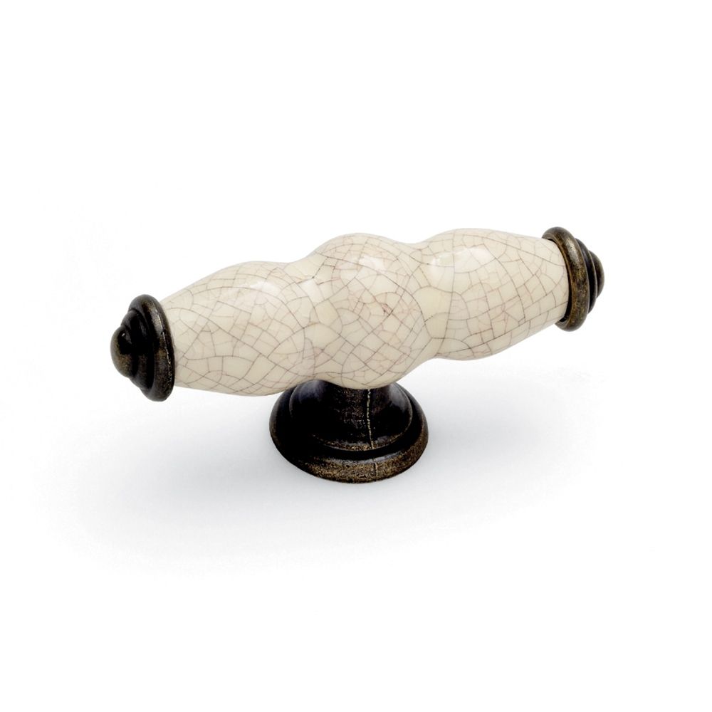 Winchester T Knob - Antique / Cream Crackle