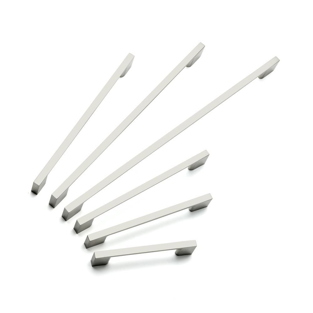 Slim Square D Handle, 96mm Centres - Brushed Nickel