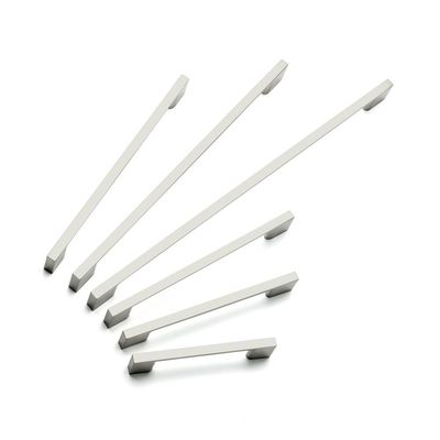 Slim Square D Handle, 96mm Centres - Brushed Nickel