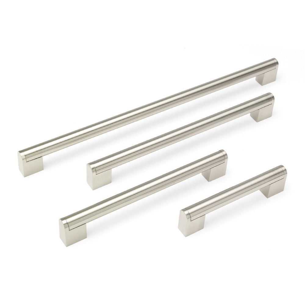Block T Bar Bar Handle, 256mm Centres - Brushed Nickel