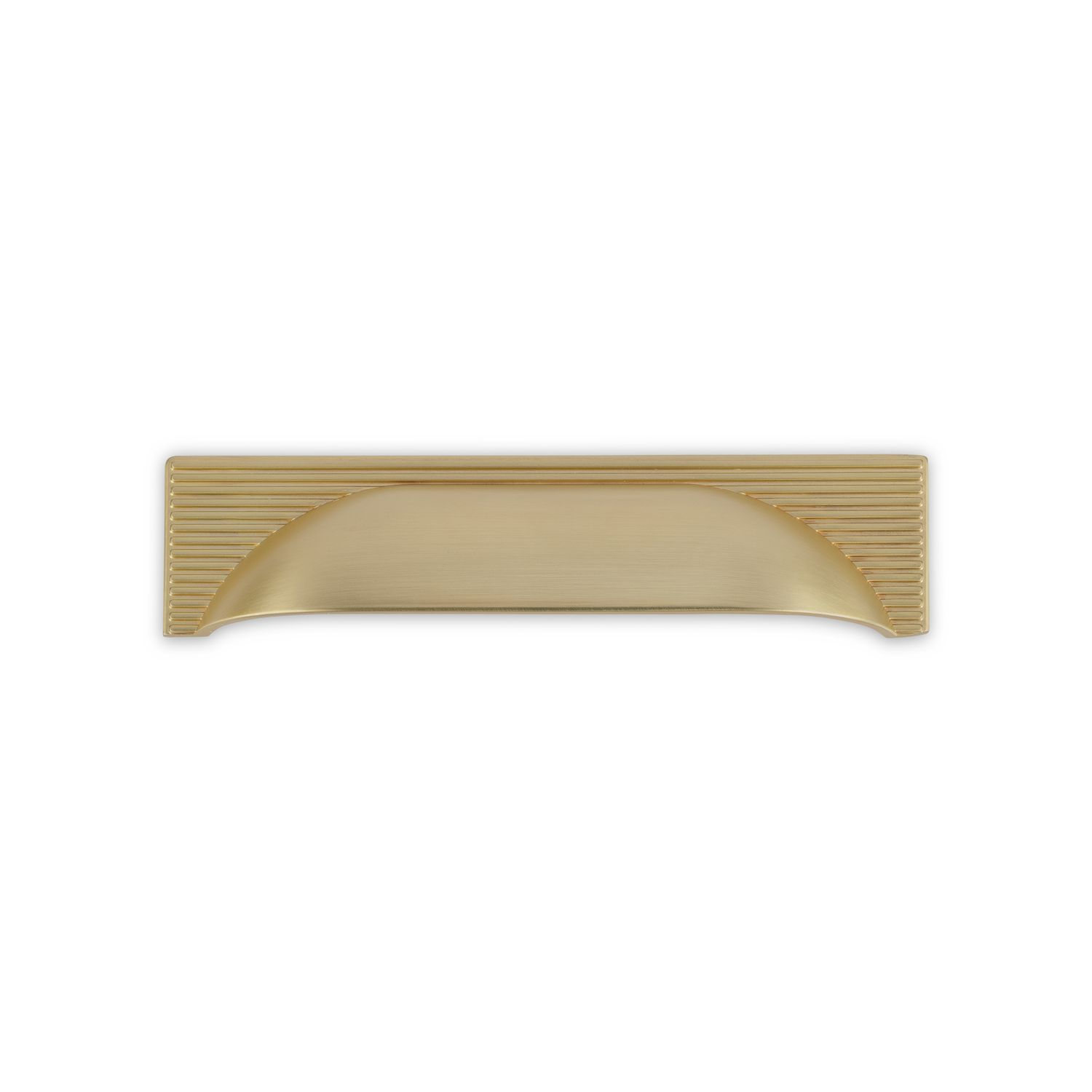 Linden Cup Handle, Reeded Back, 96mm Centres - Satin Brass