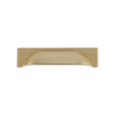 Linden Cup Handle, Reeded Back, 96mm Centres - Satin Brass