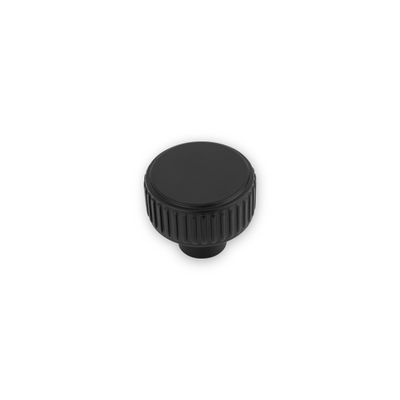 Linden Round Post Knob, Reeded Edge, 35mm Diameter - Matt Black