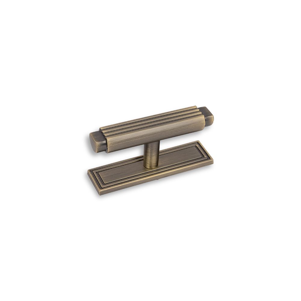 Claridge T Knob &amp; Back Plate - Antique Brass