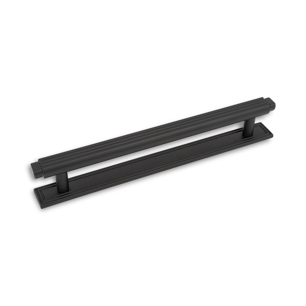 Claridge T Bar Handle &amp; Back Plate, 160mm Centres - Matt Black