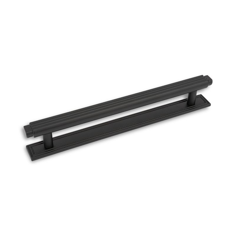Claridge T Bar Handle &amp; Back Plate, 160mm Centres - Matt Black